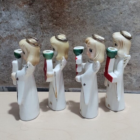Commodore Japan Heavenly Christmas Noel Angel Candle Holders Figurines - Picture 6 of 13